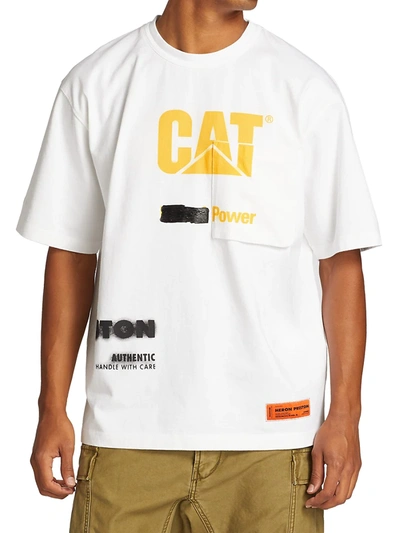 Shop Heron Preston Men's Cat T-shirt In White Yellow
