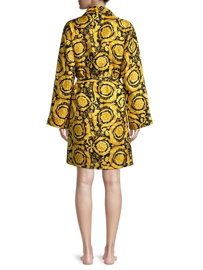 Shop Versace Women's Printed Silk Robe In Gold