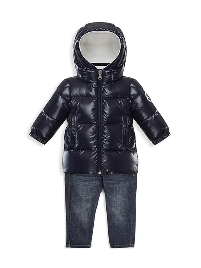 Shop Moncler Baby's & Little Kid's Cansu Long Down Puffer Parka In Navy