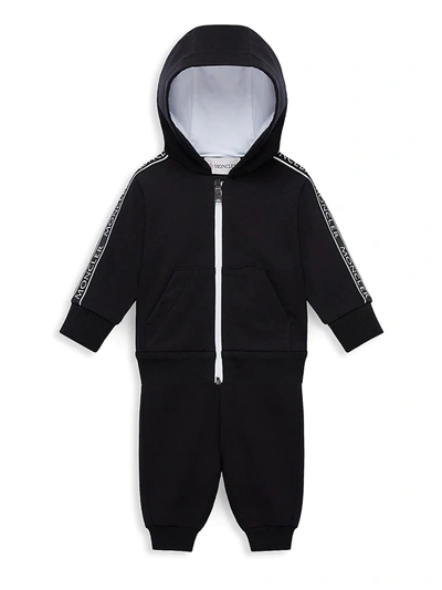 Shop Moncler Baby's & Little Kid's 2-piece Zip-up Sweater & Jogger Set In Black