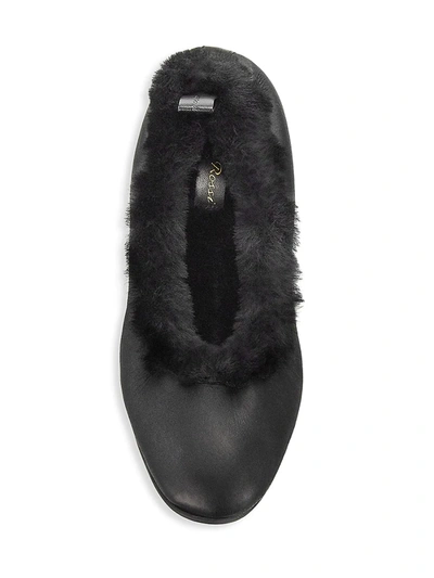 Shop Gianvito Rossi Sansa Shearling-trimmed Leather Flats In Black