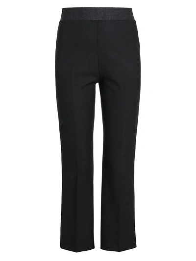 Shop Agnona Wool Cropped Flare Pants In Black