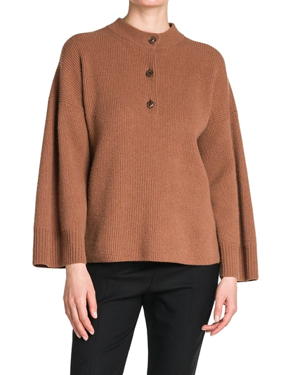 Shop Agnona Ribbed Cashmere Sweater In Amber Honey
