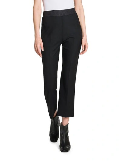 Shop Agnona Wool Cropped Flare Pants In Black
