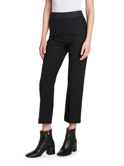 Shop Agnona Wool Cropped Flare Pants In Black