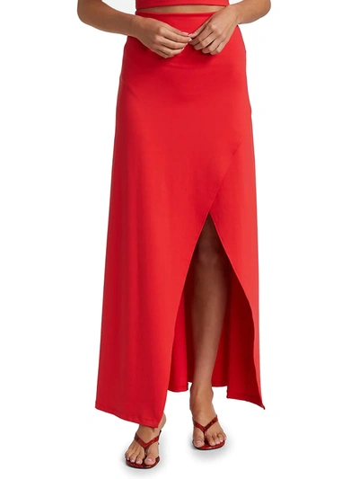Shop Susana Monaco High Waisted Wrap Skirt In Red Morello