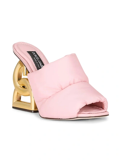 Shop Dolce & Gabbana Dg Interlocking Quilted Leather Sandals In Rosa