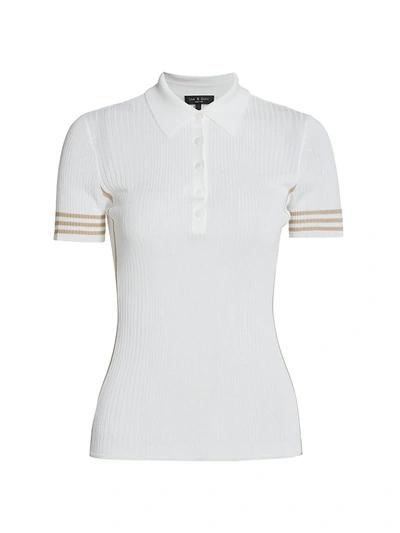Shop Rag & Bone Peyton Ribbed Polo In Bright White
