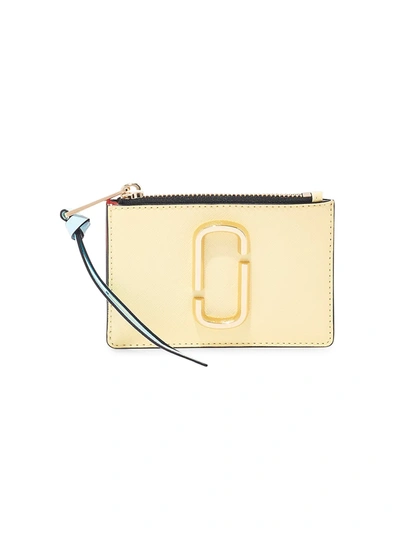 Shop Marc Jacobs Small The Snapshot Zip Leather Card Case In Pastel Yellow