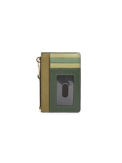 Shop Marc Jacobs Small The Snapshot Zip Leather Card Case In Sandcastle