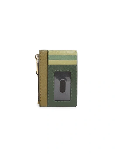 Shop Marc Jacobs Small The Snapshot Zip Leather Card Case In Pastel Yellow