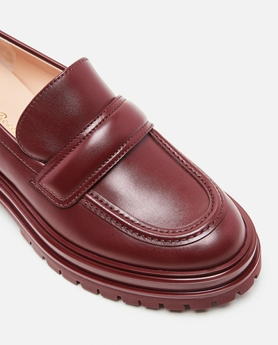 Shop Gianvito Rossi Argo Leather Loafers In Brown