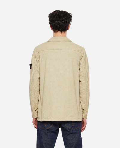 Shop Stone Island Brushed Canvas Jacket In Beige