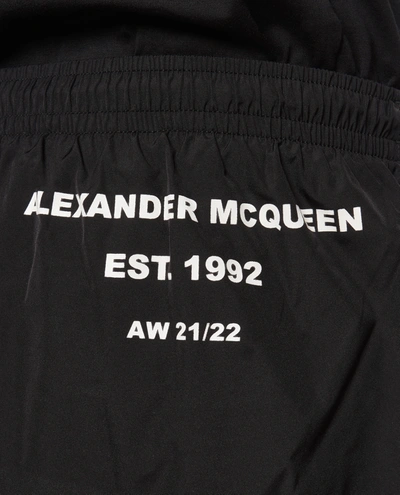 Shop Alexander Mcqueen Logo Nylon Swimwear In Black