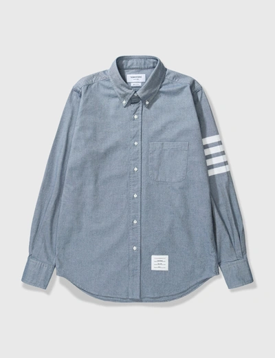 Shop Thom Browne 4-bar Solid Rwb Stripe Shirt In Blue