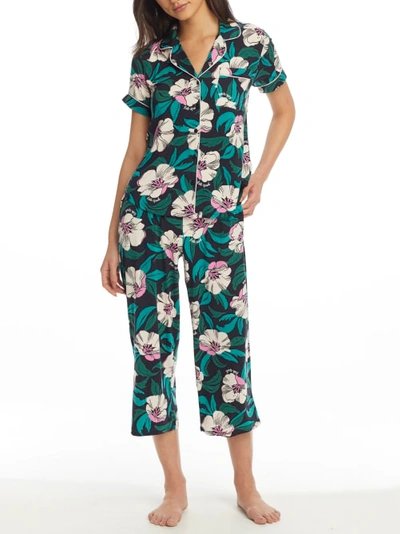 Shop Kate Spade Modal Knit Cropped Pajama Set In Tropic Floral