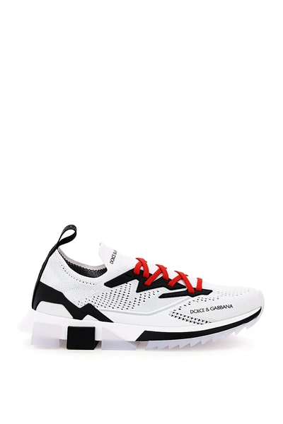 Shop Dolce & Gabbana Slip On Sock Sneakers In White,grey