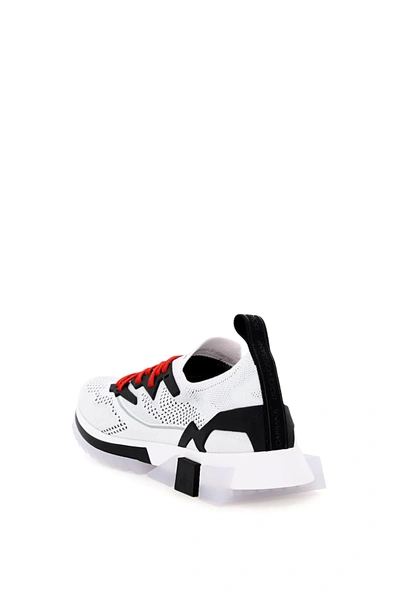 Shop Dolce & Gabbana Slip On Sock Sneakers In White,grey