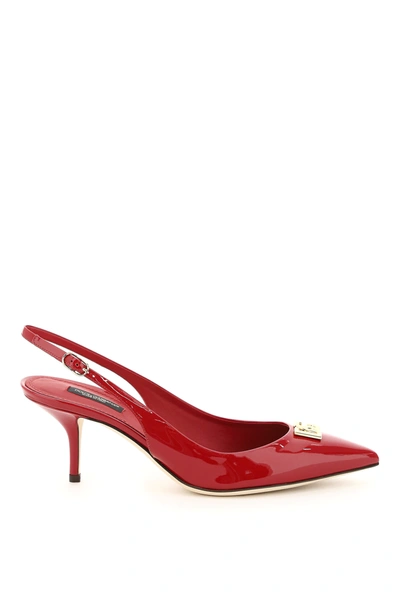 Shop Dolce & Gabbana Slingback Patent Leather Pumps In Red