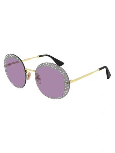 Shop Gucci Gg0899s Sunglasses In Gold Gold Violet
