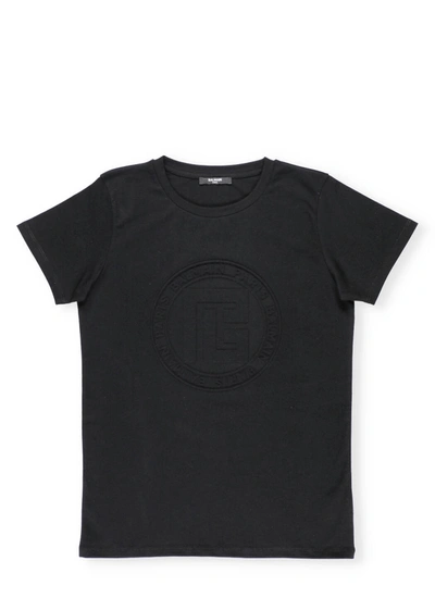 Shop Balmain Logo T-shirt In Black