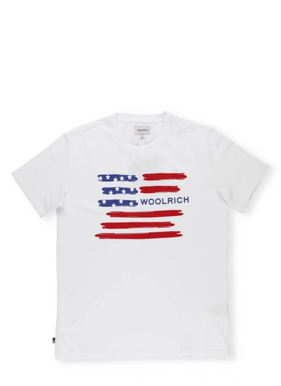 Shop Woolrich Usa Flag T-shirt In White