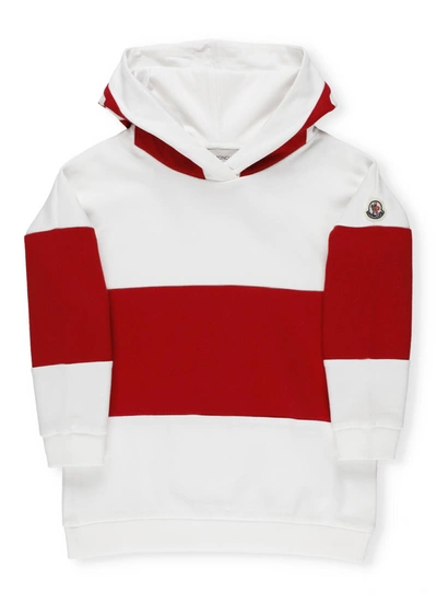 Shop Moncler Color Block Hoodie In Bianco Rosso