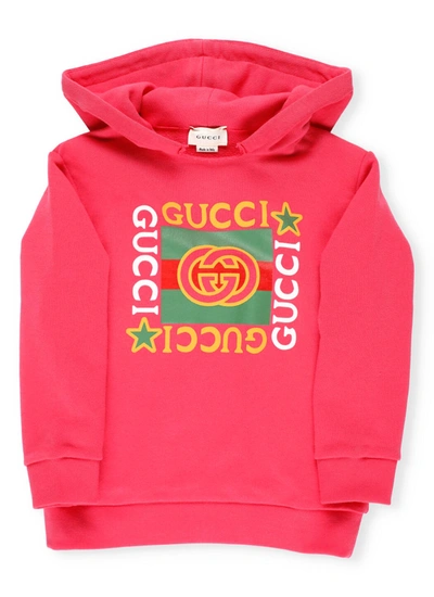 Shop Gucci Cotton Hoodie In New Rose/mc