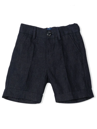 Shop Fay Blue Linen Tailored Shorts