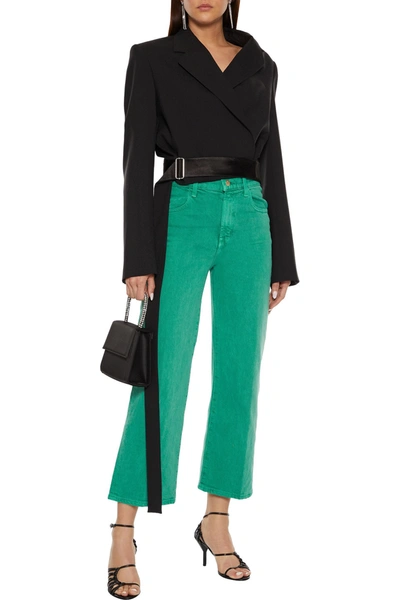 Shop J Brand Joan Cropped High-rise Straight-leg Jeans In Jade
