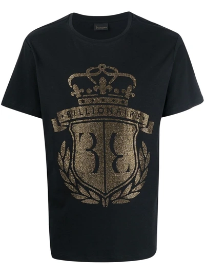 Shop Billionaire Gem-logo Cotton T-shirt In 黑色