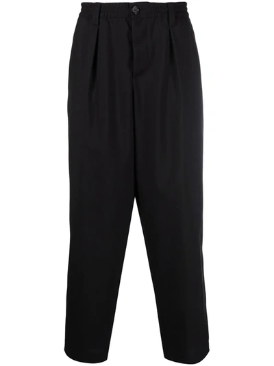 Shop Marni Elasticated Waist Drop-crotch Trousers In 黑色