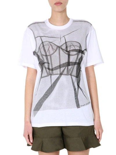 Shop Alexander Mcqueen Round Neck T-shirt In White