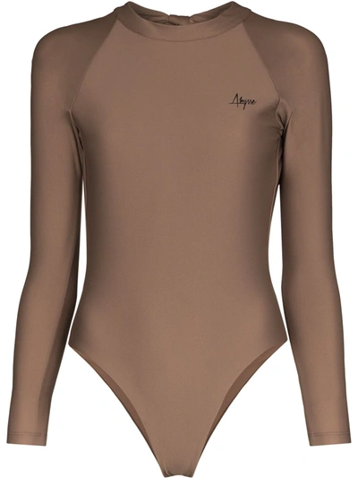 Shop Abysse Billie Open-back Swimsuit In Brown
