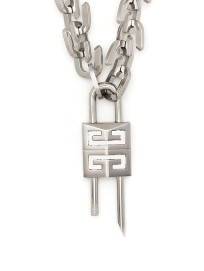 Givenchy G Link Padlock Necklace In Silver