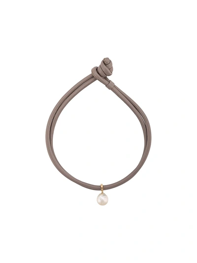 Shop Mizuki Freshwater Pearl Leather Wrap Bracelet In Grau