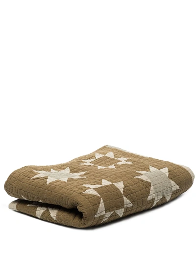 Shop Basshu Flag Patchwork Cotton Quilted Blanket In Nude