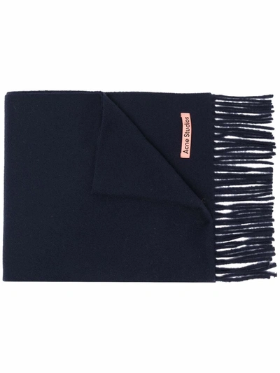 Shop Acne Studios Skinny Wool Scarf In Blau