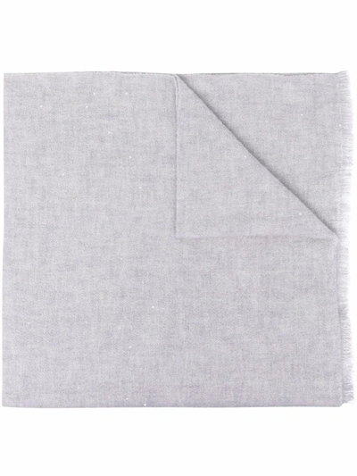 Shop Brunello Cucinelli Frayed-edge Cashmere Scarf In Grau