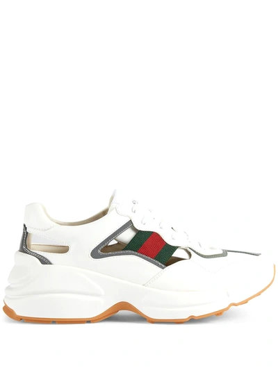 Shop Gucci Rhyton Eco Leather Sneakers In Weiss