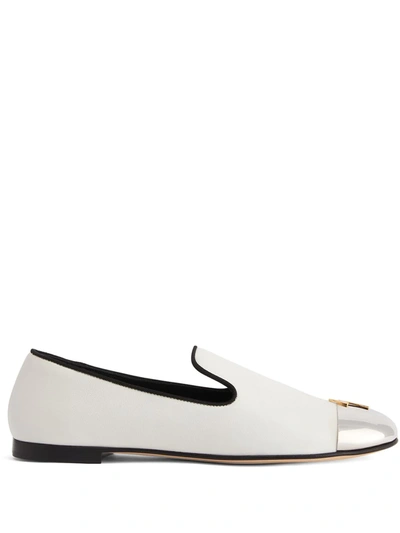 Shop Giuseppe Zanotti Dalila Leather Loafers In Weiss