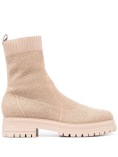 Shop Gianvito Rossi Torrance Bouclé Ankle Boots In Neutrals