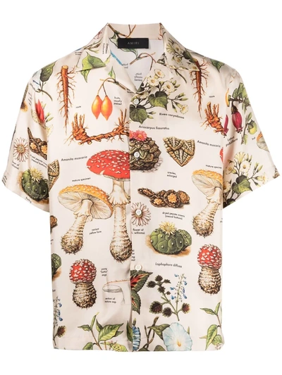 Shop Amiri Botanical-print Shirt In Nude