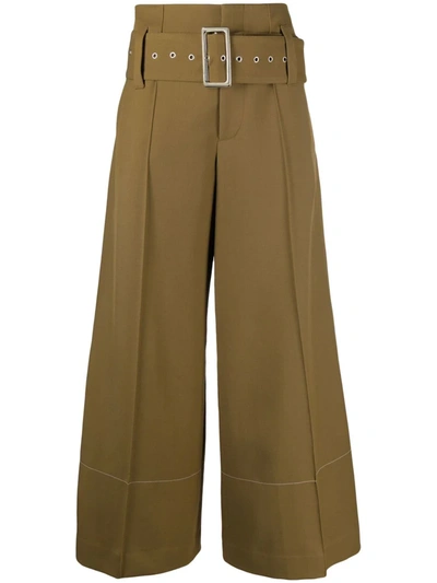 Shop 10 Corso Como High-waist Belted Wide-leg Trousers In Braun