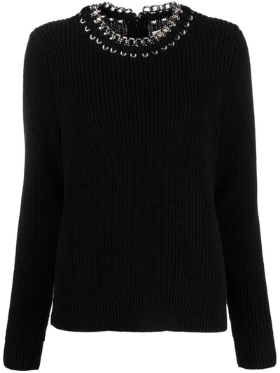 Shop Michael Michael Kors Chain-link Trim Sweater In Schwarz