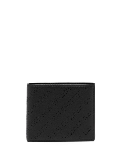 Shop Balenciaga Perforated Logo Wallet In Black