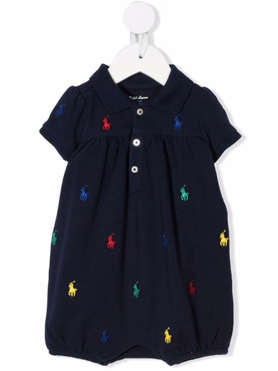 Shop Ralph Lauren Polo Pony-embroidered Cotton Shorties In Blue