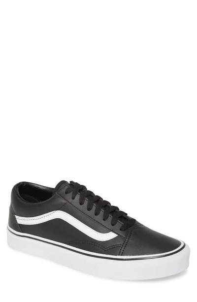 Shop Vans Old Skool Classic Faux Leather Sneaker In Black/ True White
