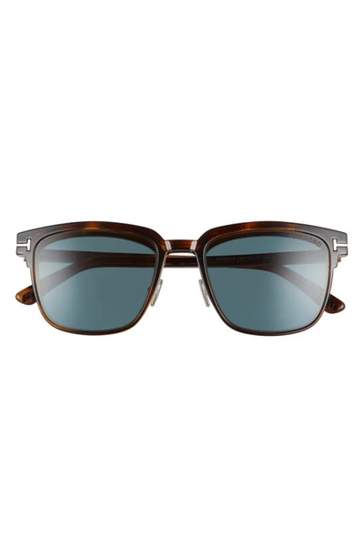 Shop Tom Ford 54mm Blue Light Blocking Glasses & Clip-on Sunglasses In Dark Havana/ Gunmetal/ Teal