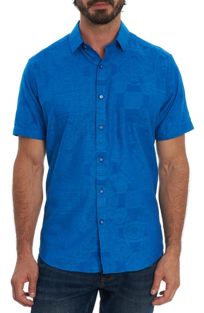 Shop Robert Graham Ulrich Short Sleeve Button-up Shirt In Blue